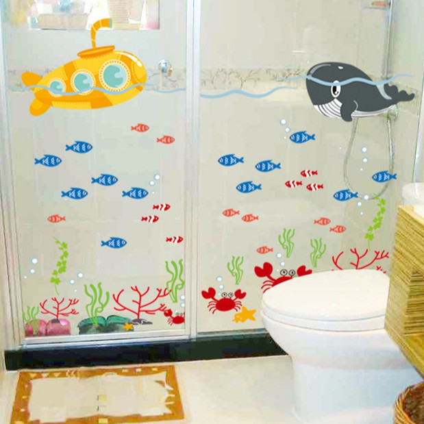 RELIZA WALL STICKER | Stiker Dinding 60X90 IKAN HIU LUMBA DOLPHIN KAMAR MANDI FISH DF5092