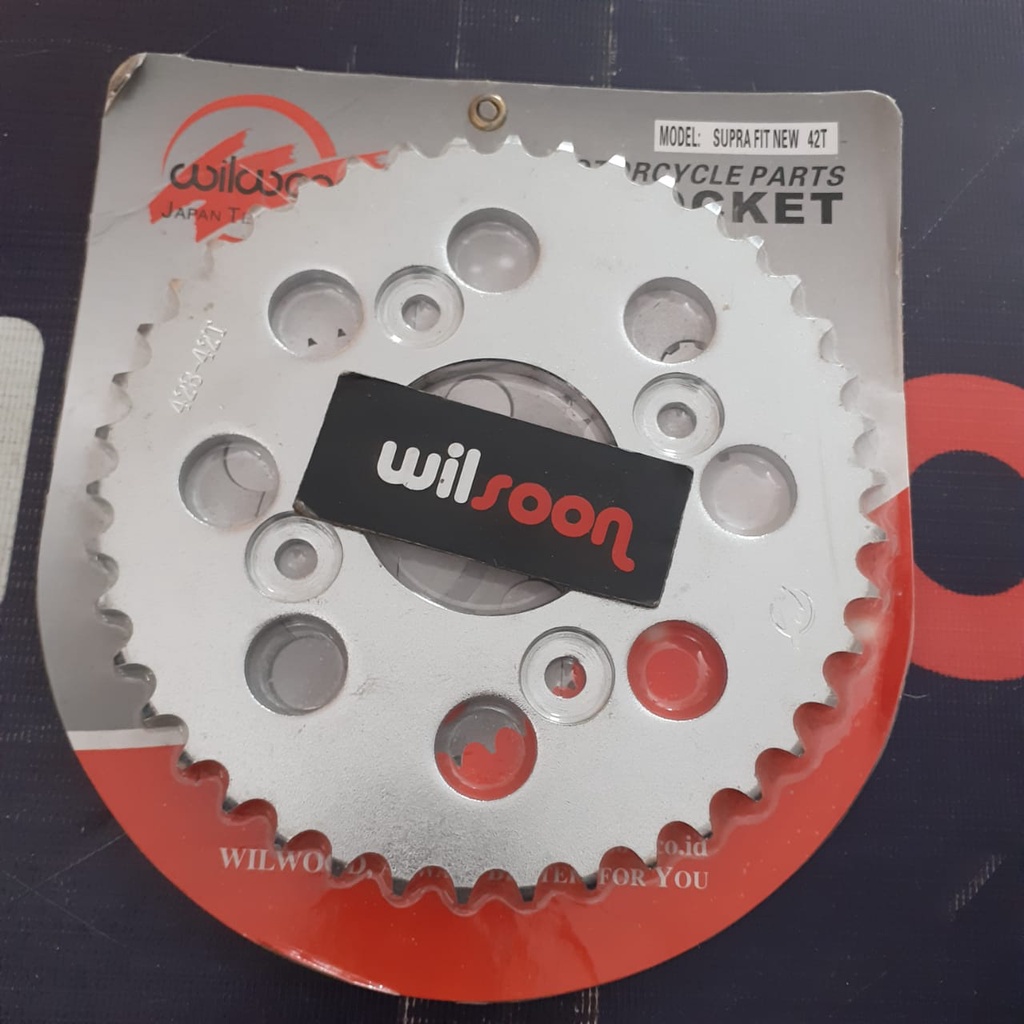 Gear / Gir Belakang / Sprocket  Honda Supra Fit New / Supra X 125 / Wave 125 Wilwood 42T 428 Chrome