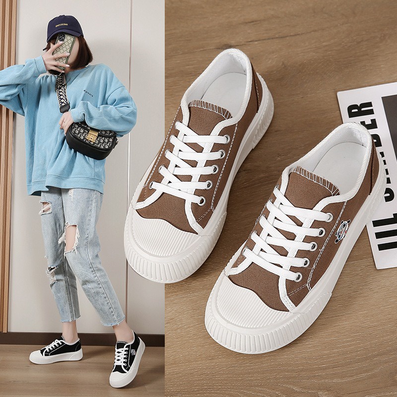 Sepatu Fashion Wanita Kasual Motif Warna Sepatu Sneaker Tali Cewek Import Korea SP-194