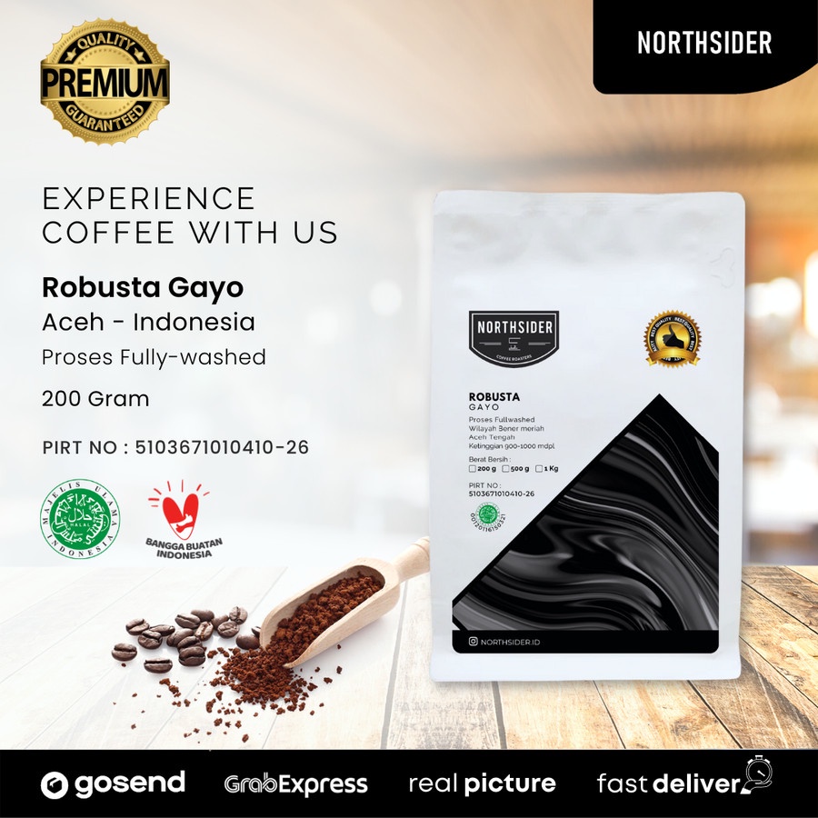 BIJI KOPI ROBUSTA GAYO WASHED - 200GR NORTHSIDER COFFEE