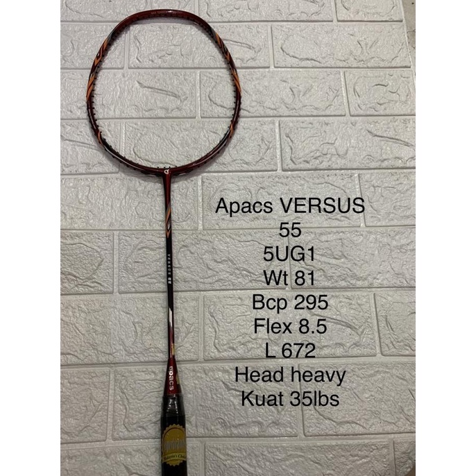 Raket Badminton Apacs Versus 55 Grip 5Ug1 +Senar Kuat 35Lbs Original Roccabar