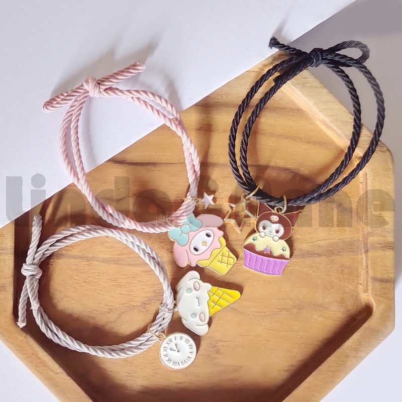 [1 PCS] Gelang Tali Karet Liontin Bunga &amp; Karakter Lucu Aksesoris Fashion Wanita