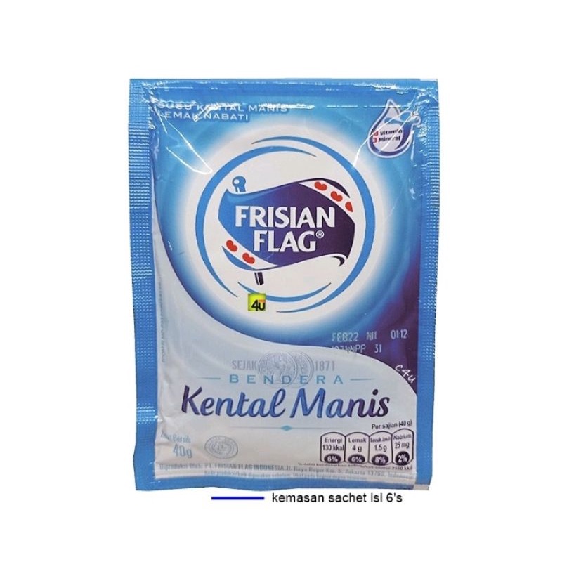 

Susu kental manis bendera frisian flag sashet renceng isi 6 x 40g