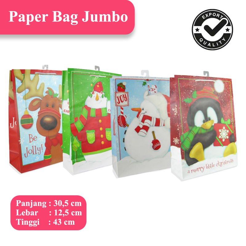 

[ECERAN] PAPER BAG | TAS KERTAS JUMBO FULL COLOUR MOTIF NATAL KUALITAS EKSPOR