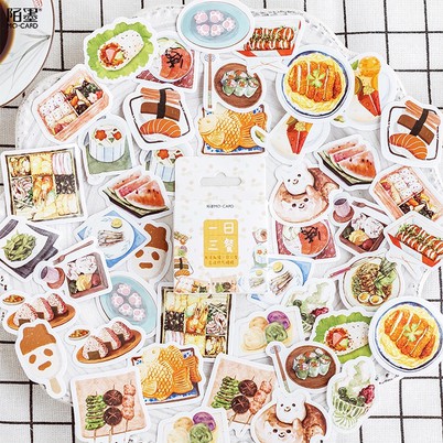 

HI079 Stiker Kertas 46pcs Gambar Makanan Sushi Ramen untuk Scrapbook Diary