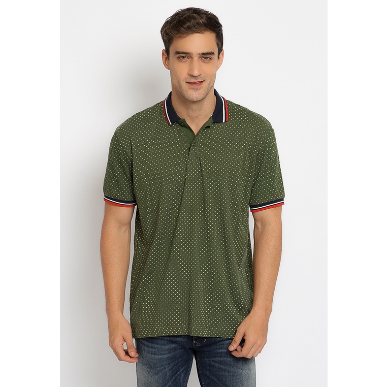 Kaos Polo Pria Poshboy Original Springdale print poloshirt katun hijau