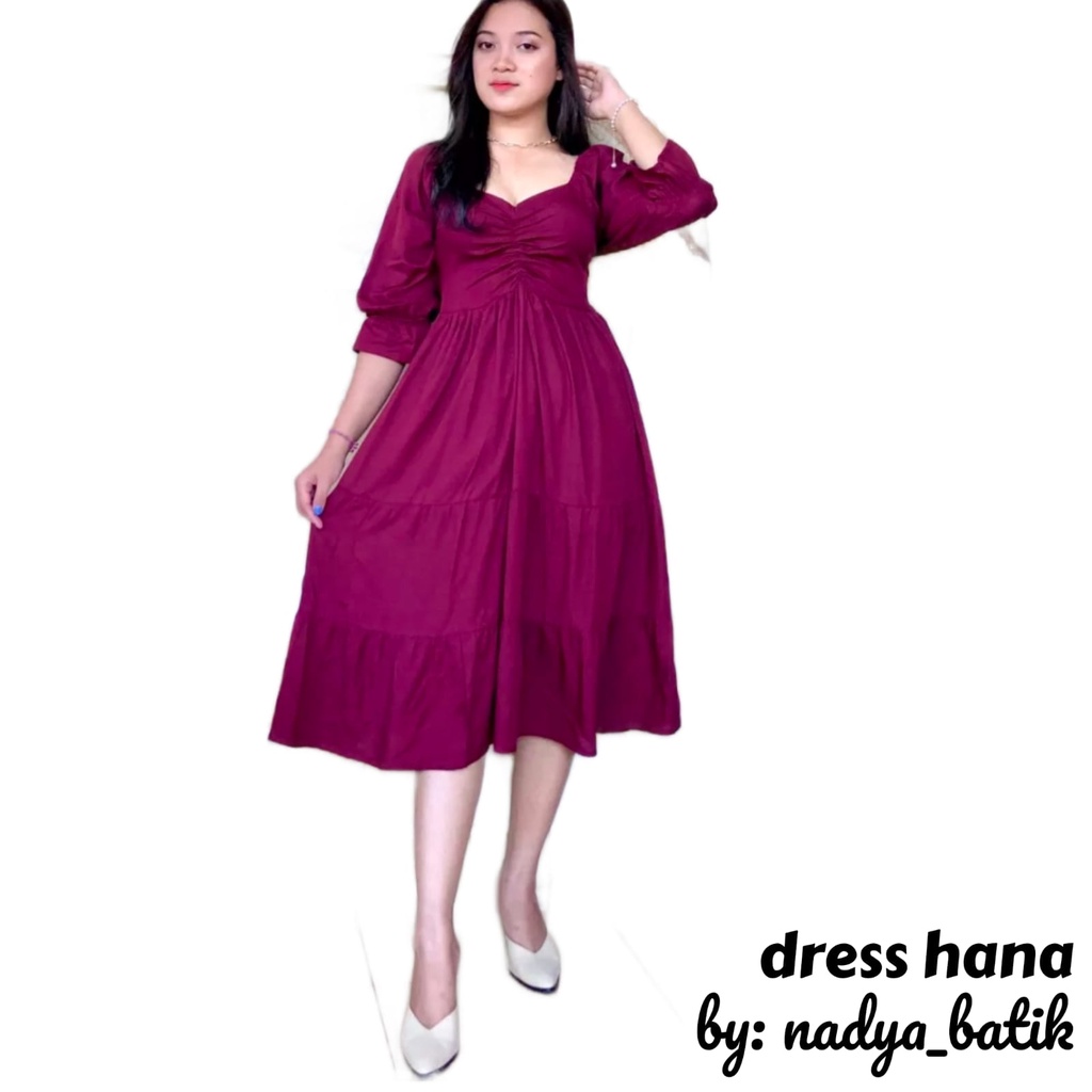 COD MIDI DRESS SUSUN SERUT DADA LENGAN PANJANG TERBARU KEKINIAN BAHAN RAYON TEBAL