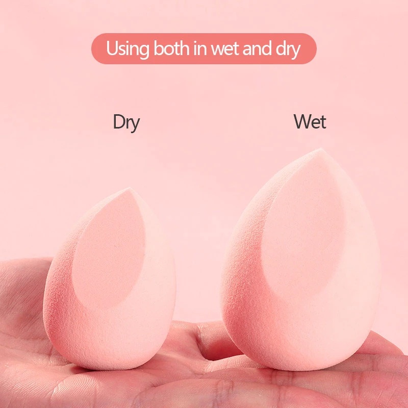 4Pcs Colorful Cosmestic Sponge Beauty Eggs W/ Water Drop Gourd Shape for Liquid Cream Powder