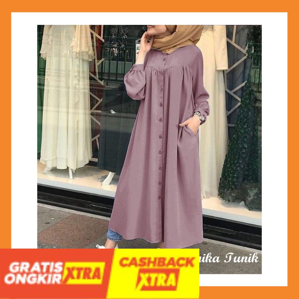 BUAT SANTAI WFH KERJA CASUAL ANAK MURAH NEW ORIGINAL/ HOPYLOVY - Yumika Dress Long Tunik