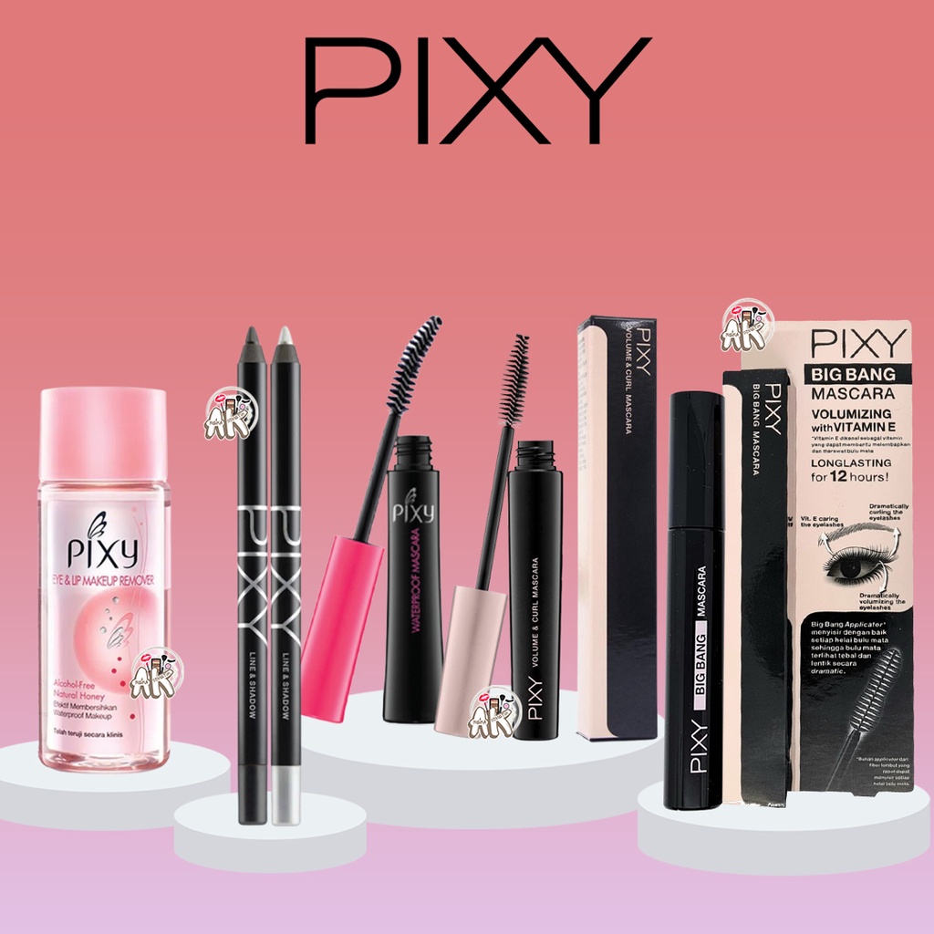 PIXY Waterproof Mascara, Mascara Volume&amp;Curl, Eye&amp;Lip Make Up Remover,Line&amp;Shadow