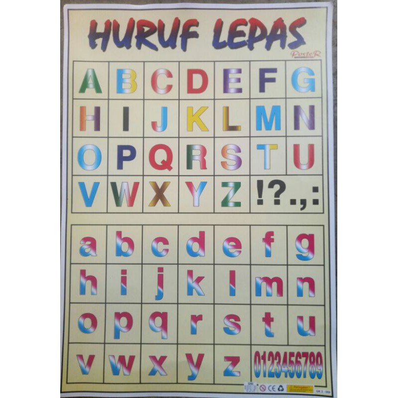 Poster huruf / poster edukasi  huruf besar dan kecil