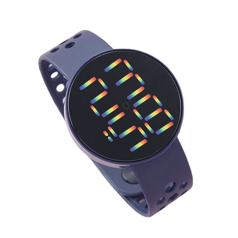 Jam Tangan LED BULAT Digital Pria Wanita Rubber