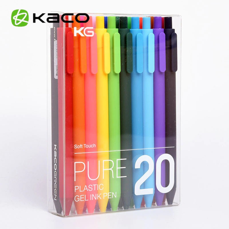 KACO PURE Candy Gel Pen Pena Pulpen Bolpoin 0.5mm 20PCS (Colorful Ink) - Multicolor