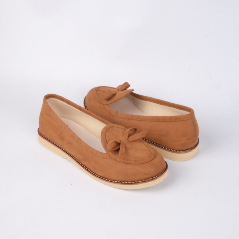 [SIAP KIRIM] BRShoes34 Tan Sepatu Kerja Casual Flat Wanita