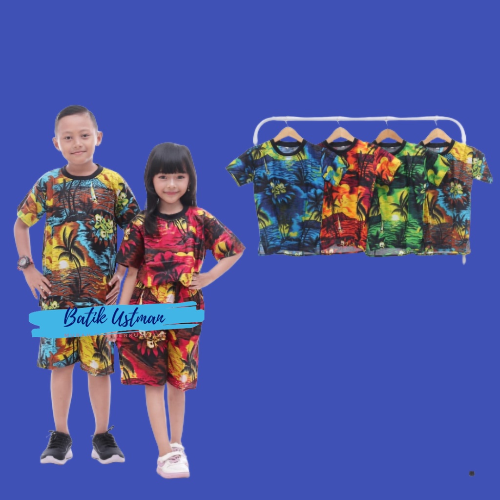 Setelan Baju Pantai Anak Perempuan Dan Laki Laki Usia 1-10 Tahun Bahan Rayon Kaos Bali