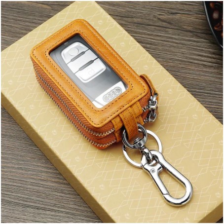 Dompet Remot Gantungan Kunci Mobil Motor Kulit Asli Double Zipper Car Key Case TP-9009 ORIGINAL IMPORT