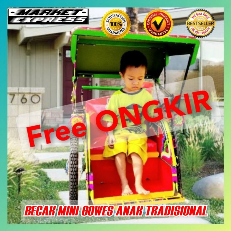 Becak Beca mini gowes otel mainan anak tradisional Indonesia