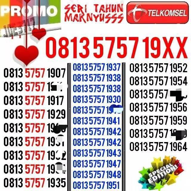 NOMOR CANTIK TELKOMSEL SAKTI COMBO SERI TAHUN ABAB 5757 19xx