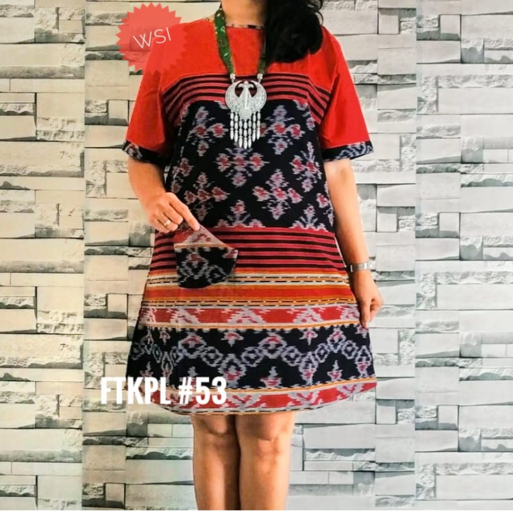 DRESS TENUN KOMBINASI ASLI JEPARA/DRESS TENUN ETNIK/DRESS TENUN /DRESS TENUN WANITA/WSI