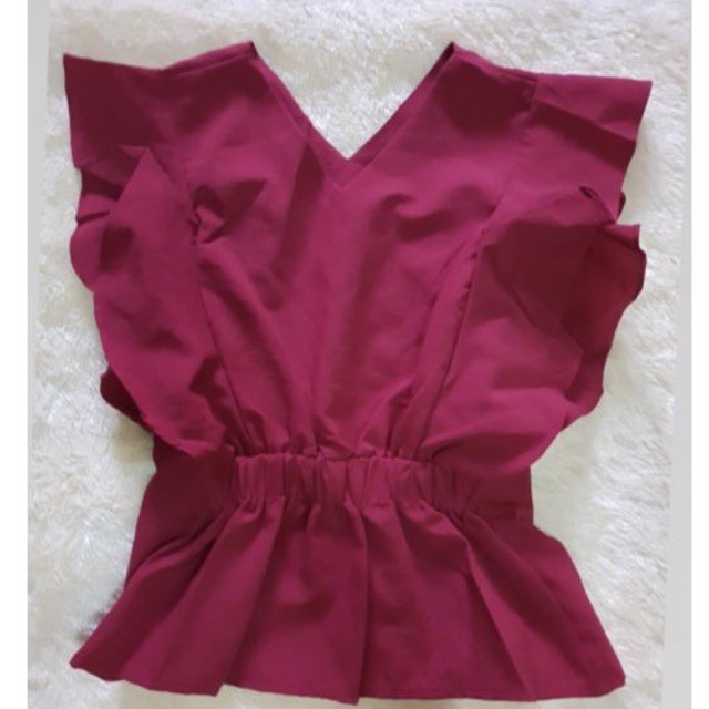 PRELOVED Ruffle Top Maroon / Ruffle Top