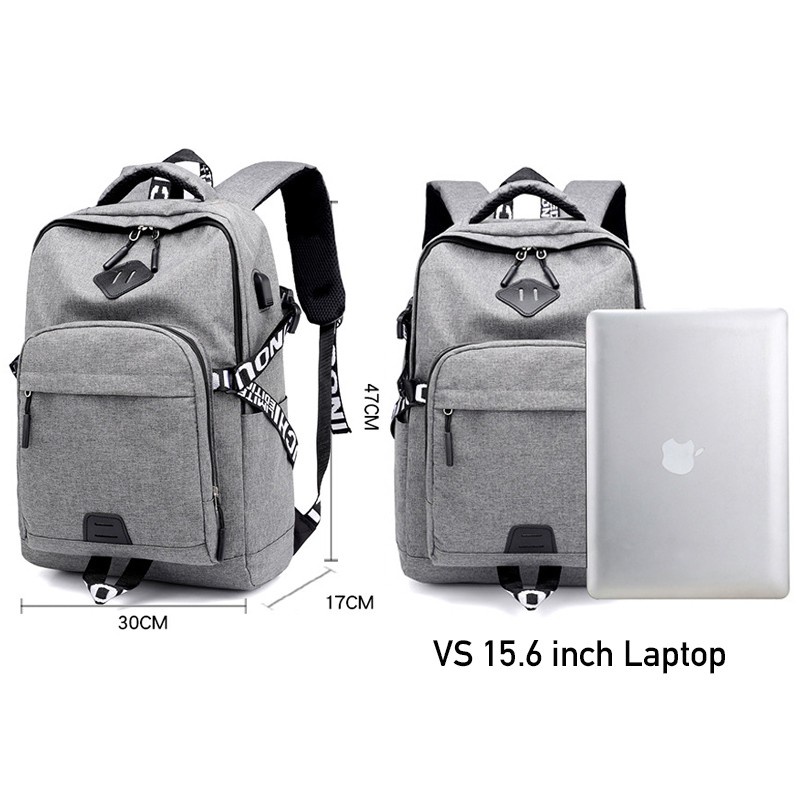 Highland Tas Ransel Pria Tas Kerja Kuliah Tas Ransel Laptop Tas Punggung Port USB TR204