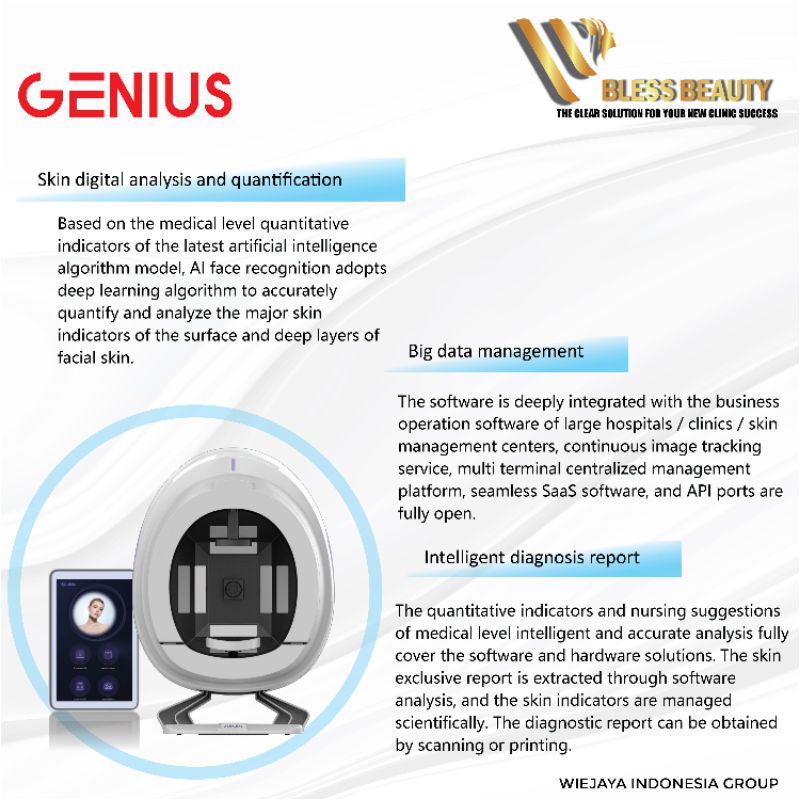 Skin Analyzer GENIUS Analisis Kulit WiFi Artificial Intelligence Bergaransi