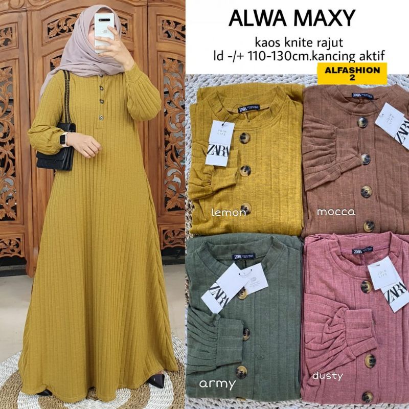 BHL - Gamis Wanita Jumbo Terbaru Kekinian Alwa Maxy by Fashion Hijab Solo