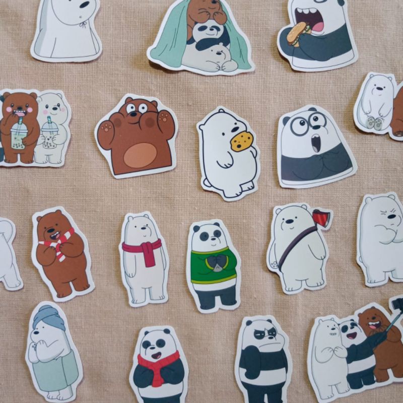 

20 pcs Sticker Journal Cute We Bare Bears Stiker Vinyl Cutting Glossy Waterproof