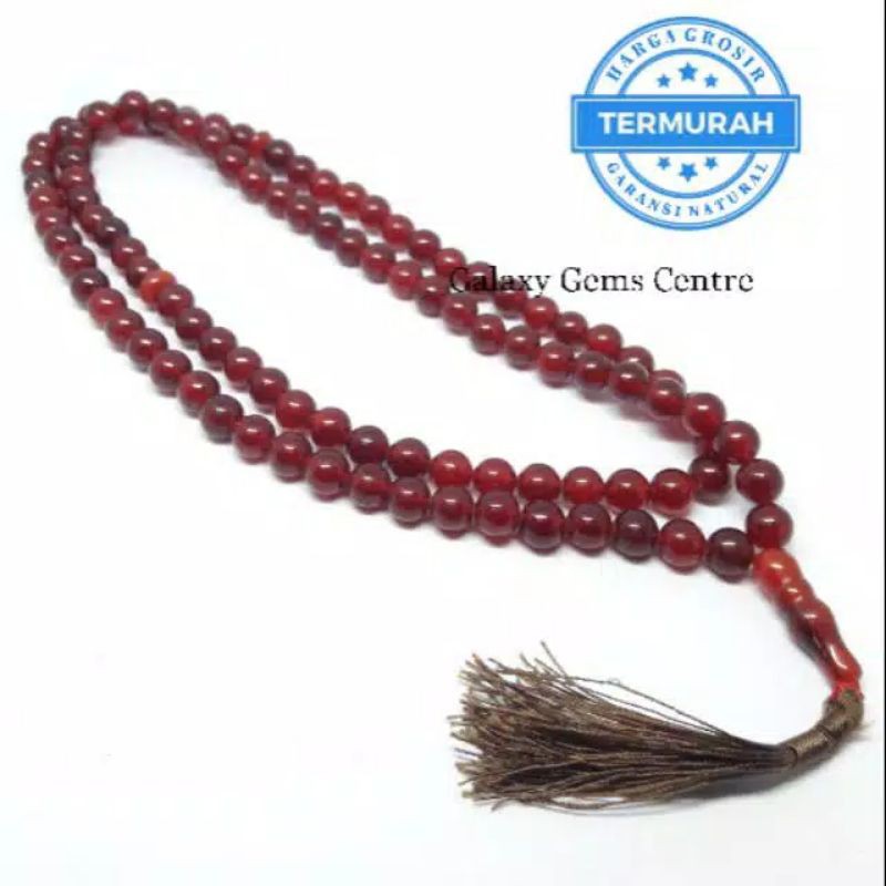 Tasbih batu Giok red blood asli 99 butir