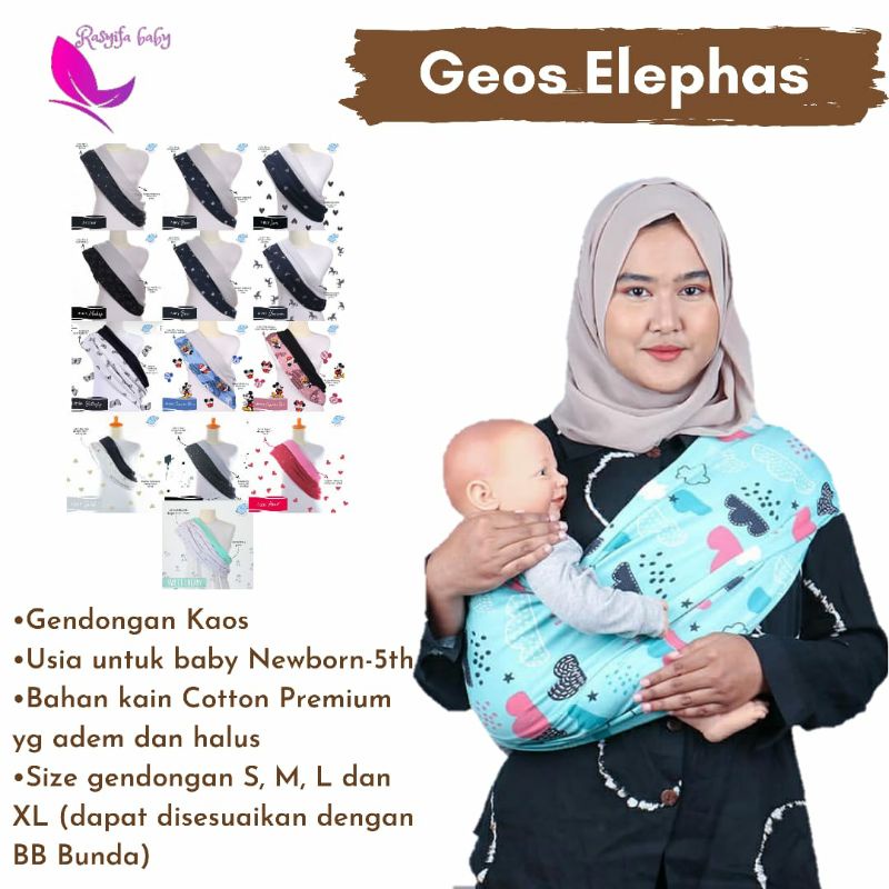 Geos Elephas Gendongan Kaos Elephas Gendongan samping Pouch