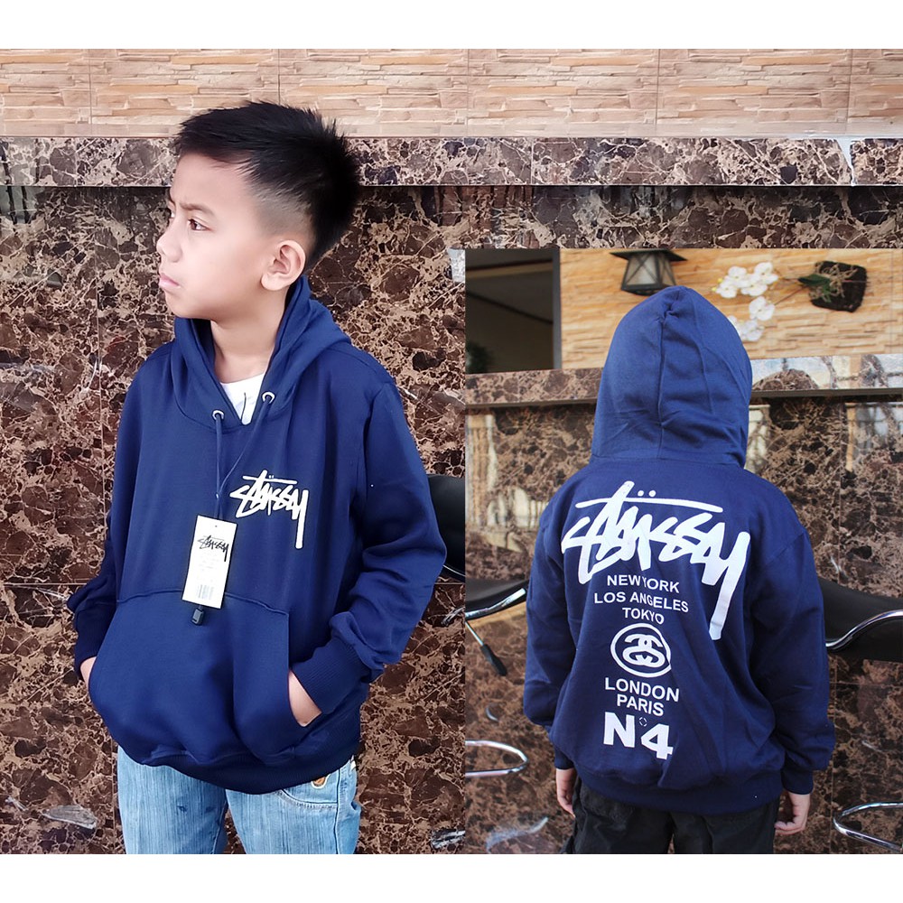 SWEATER ANAK STUSSY N4 TOKYO LONDON NAVY