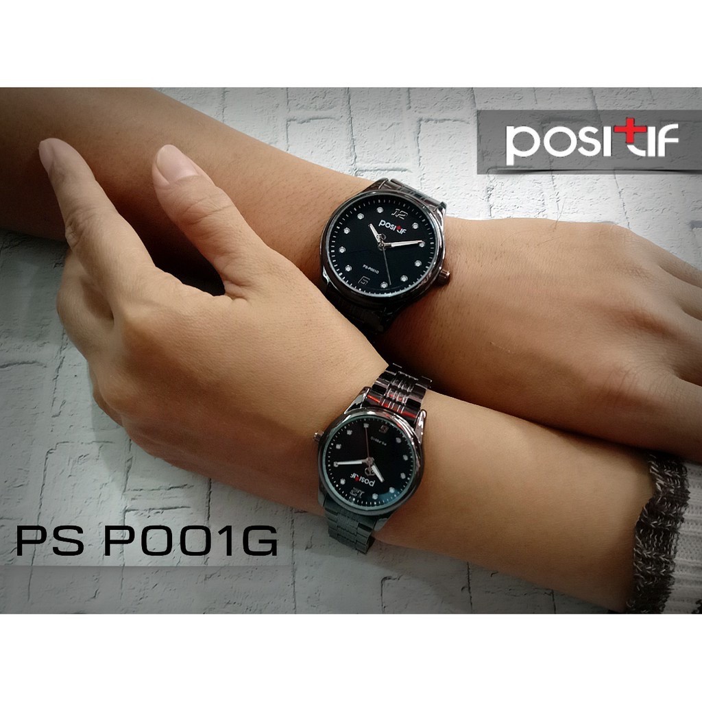 POSITIF P001-G JAM TANGAN COUPLE ORIGINAL 100% MESIN & BATERAI ORI JEPANG