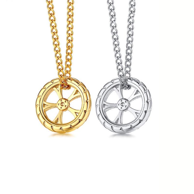 Kalung Liontin Ban Bahan Baja Gaya Hip Hop Untuk Pria