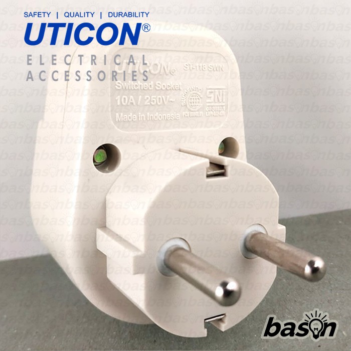 UTICON ST118SWN - Stop Kontak Arde Socket + Saklar