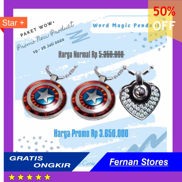 Paket Kalung Pendant Marvel Captain America Captain America Word Magic Pendant ORIGINAL