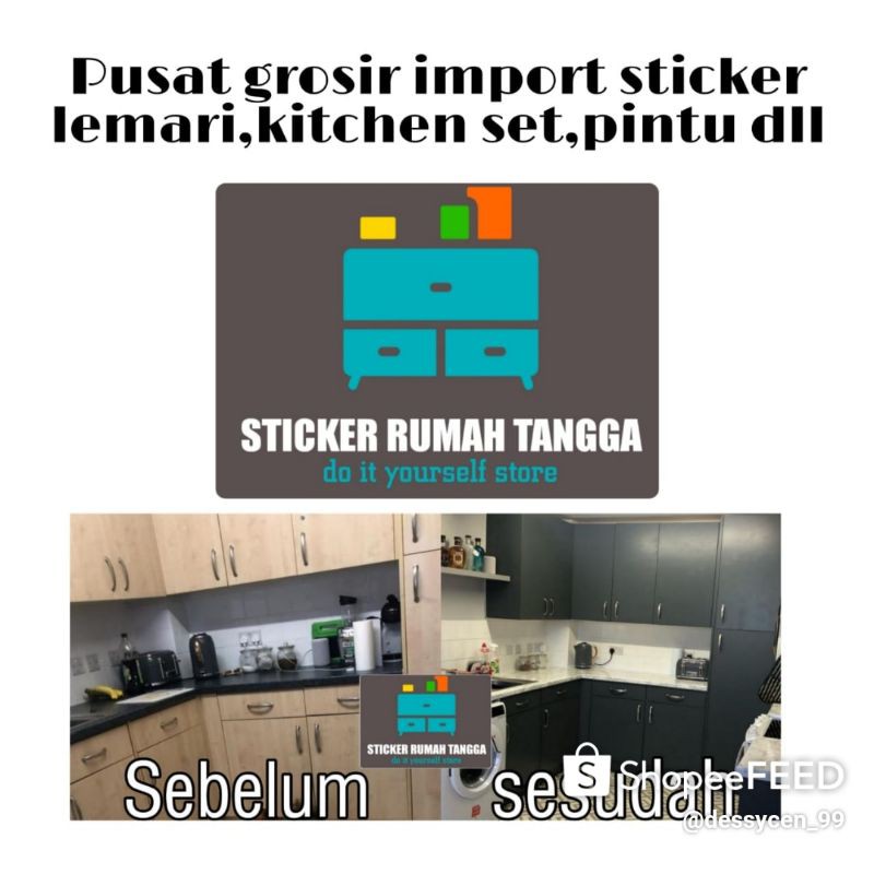 FLASH SALE stiker lemari kitchenset meja hitam doff Dan glossy import