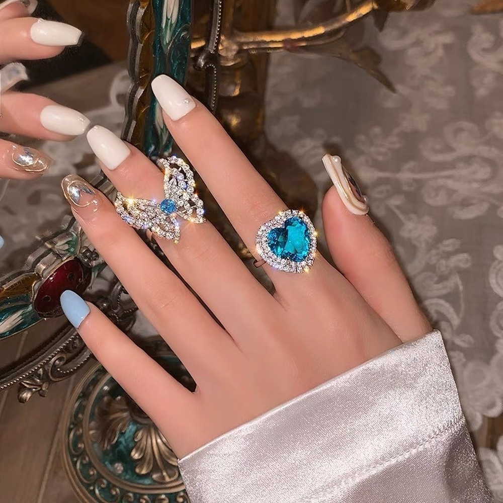 Cincin Jari Telunjuk Desain Hati Hias Kristal Zircon Untuk Wanita