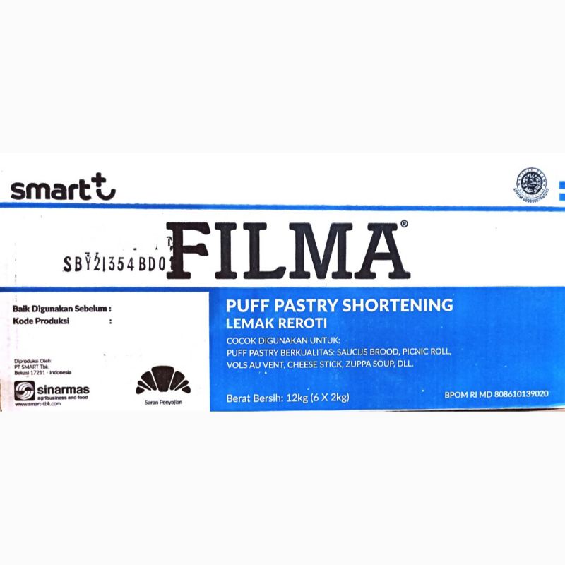 

FILMA Puff Pastry Shortening / Lemak Reroti 12 Kg ( 12 X 1 Kg )