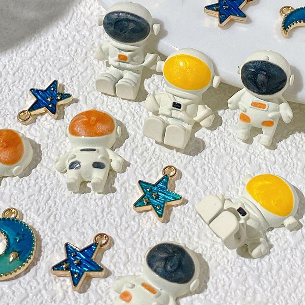 Mxbeauty Astronot Hiasan Kuku Kartun Spaceman Bulan Bintang DIY Ornamen