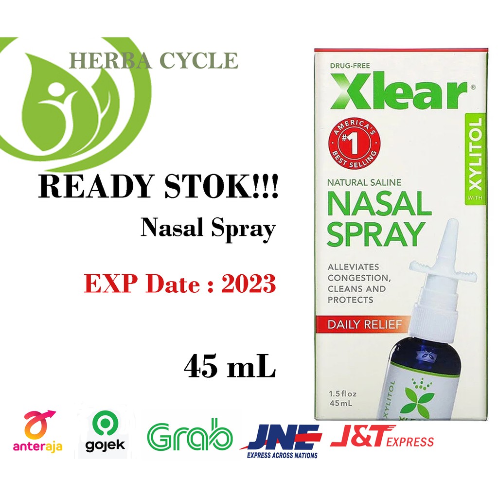 (Original) Xlear Xylitol Saline Nasal Spray Daily Relief 45 ml Spray Anti Sumbat sinus nasal Exp