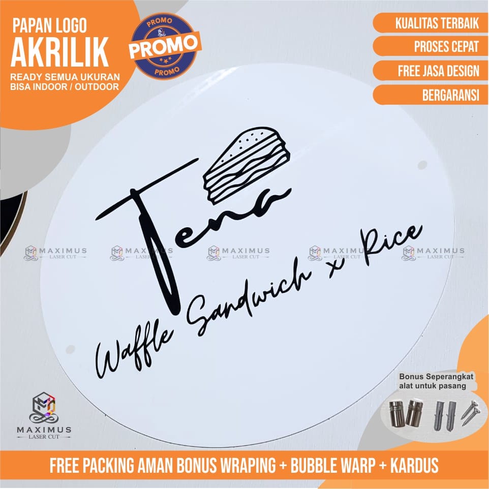 

NEW PROMO PAPAN LOGO AKRILIK Outdoor/Indoor Nama Merk Brand Signage Logo Papan Nama Toko
