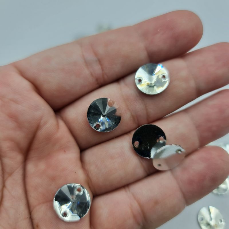 DIAMON RESIN BENING PUTIH MOTIF BULAT LANCIP UK. 12 MM KUALITAS PREMIUM KILAU PER LUSIN