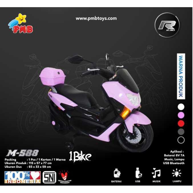 MOTOR AKI PMB M588 MAINAN ANAK MODEL YAMAHA NMAX , motoran aki murah , motoran anak, mainan anak