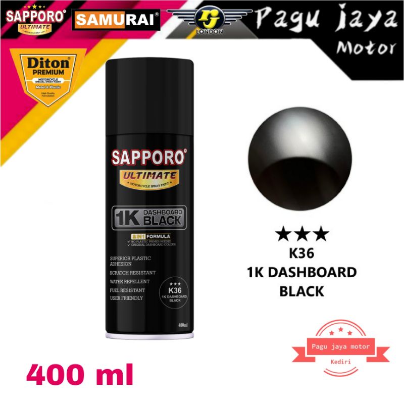 sapporo ultimate 1K DASHBOARD BLACK HITAM K36*** 400ml cat semprot spray paint pilok pilox