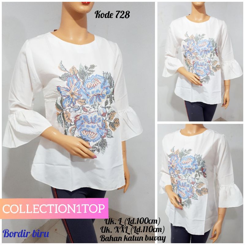 BLOUSE / ATASAN WANITA BLUS / KATUN / PUTIH / BORDIR  / PAKAIAN / WANITA / FASHION