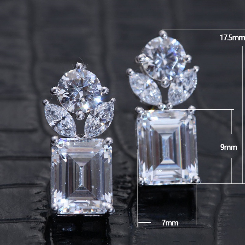 Fresh Style Stud Earrings For Girls Shiny Crystal Cubic Zirconia Fashion Women Earrings High Quality Silver Color Jewelry
