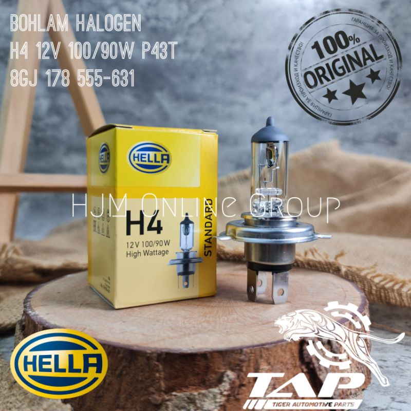 BOHLAM LAMPU HALOGEN HELLA H4 P43T 12V 100/90W ORIGINAL