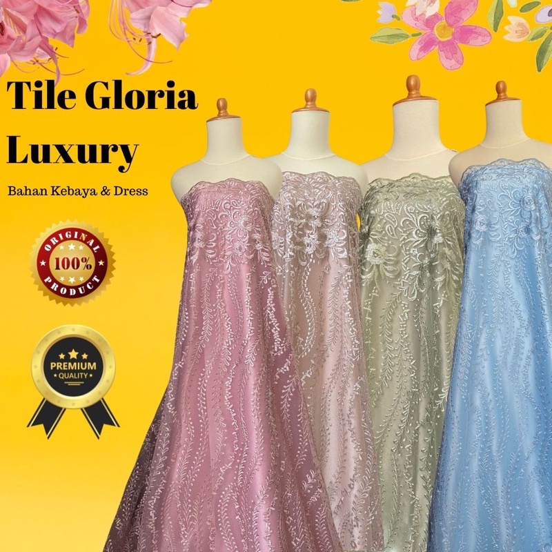 Kain Tile Mutiara Gloria Hijau Wardah Rosegol Lilac Navy Gold Marun