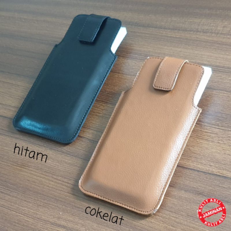 dompet hp pinggang kulit asli klip jepit