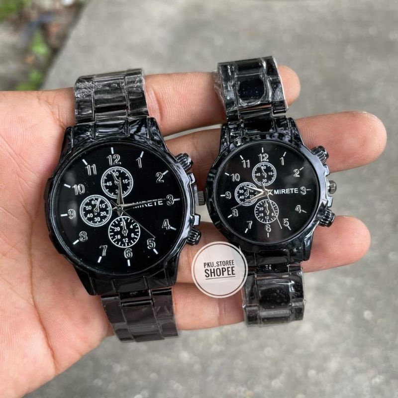 (Couple) Bess Seller Jam Tangan Couple Mirete Murah Strap Stainliss Tahan Air//JAM Tangan Pria/Wanita Model Analog Kekinian//Jam Tangan Pria/Wanita Terlaris Free Btre Cadangan Cod